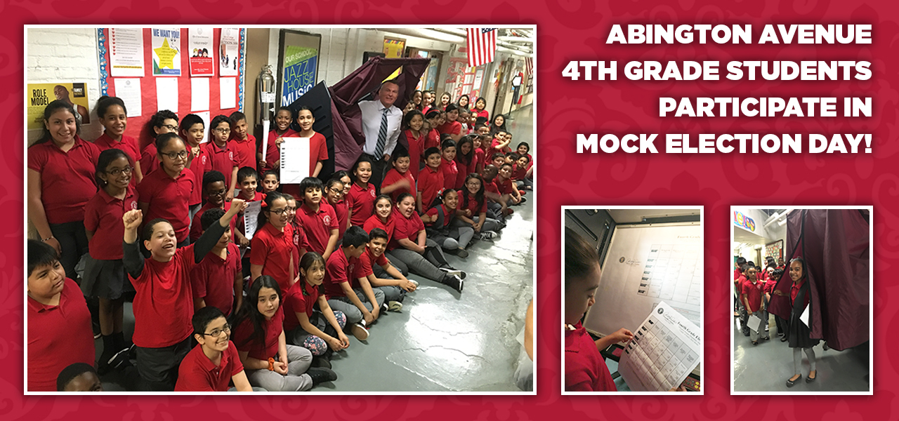 Abington Avenue 4th Grade Students Participate in Mock Election Day