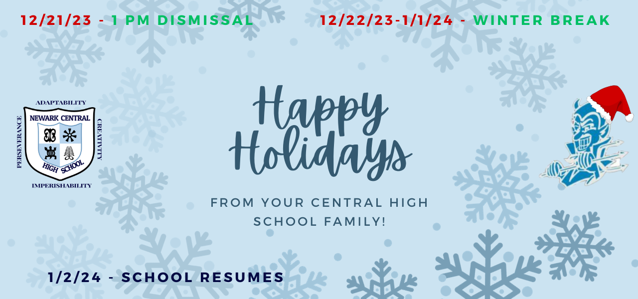 CHS – Simple Blue Snowflake Happy Holidays Poster