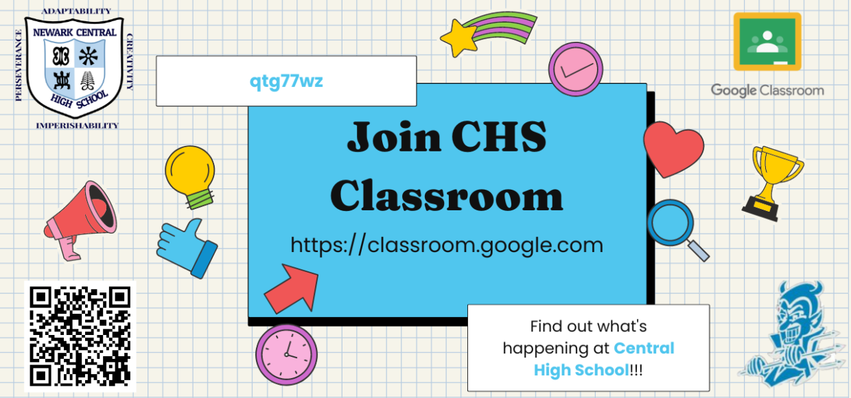Join CHS Classroom = Beige Blue Green Lined Grids and Frames High School Education Presentation (1280 × 600 px)