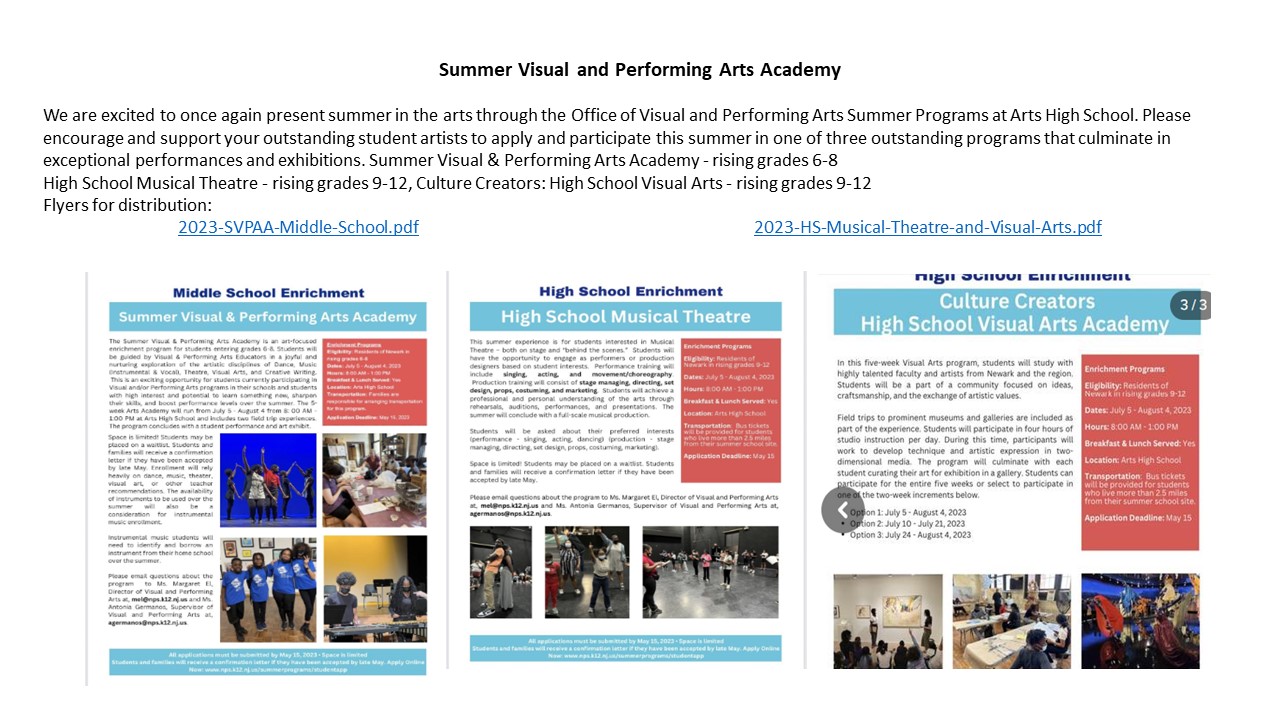 Summer Visual and Performing Arts