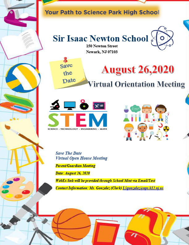 Virtual Orientation Meeting Save The Date Sir Isaac Newton