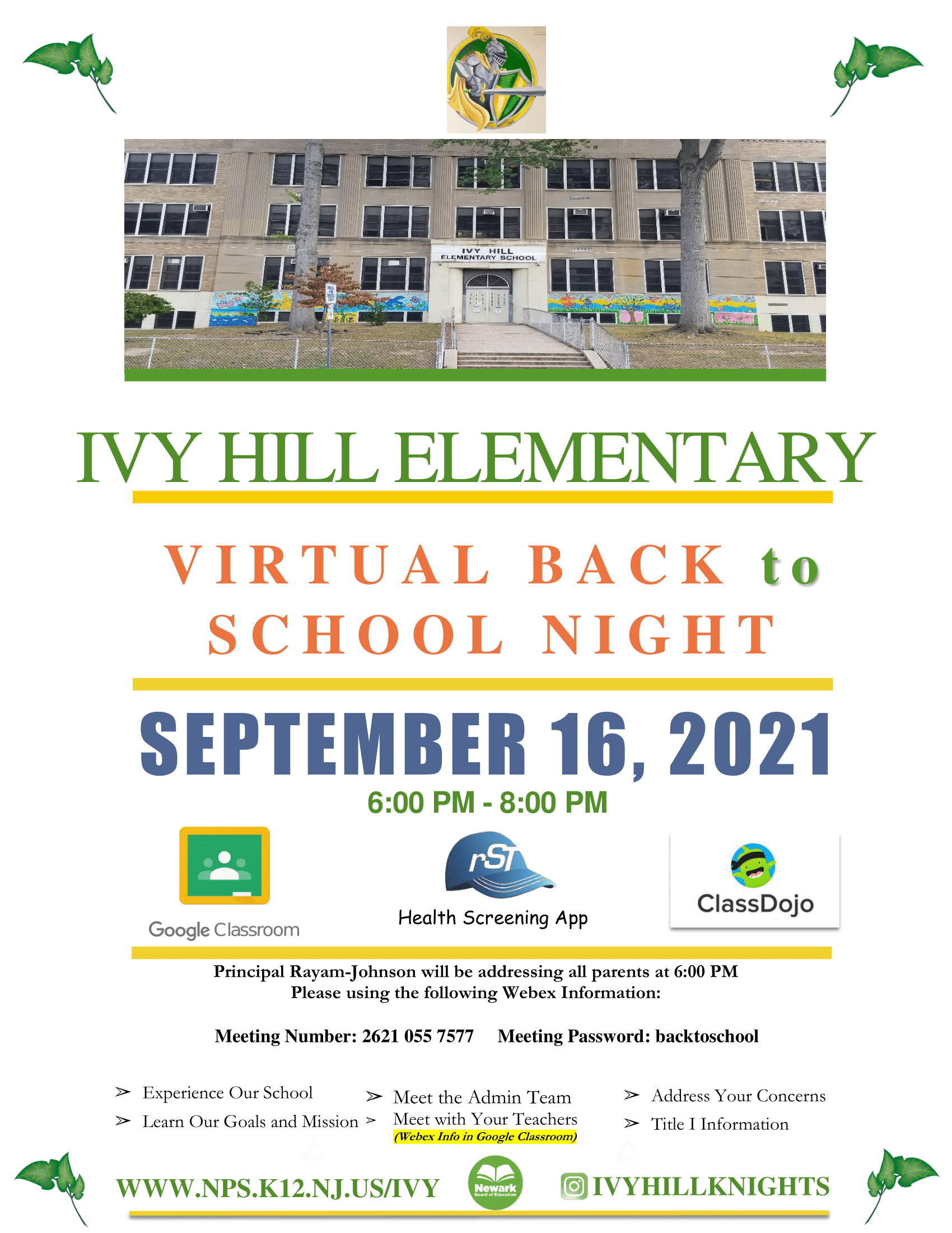 Back to School Night 2021 Ivy Hill Elementary