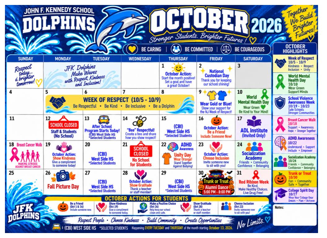October Calendar 2026