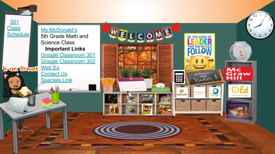 Ms. McDonald Bitmoji Classroom