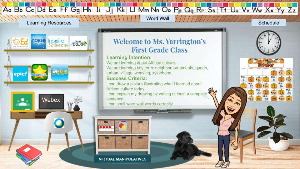Ms. Yarrington's Bitmoji Classroom