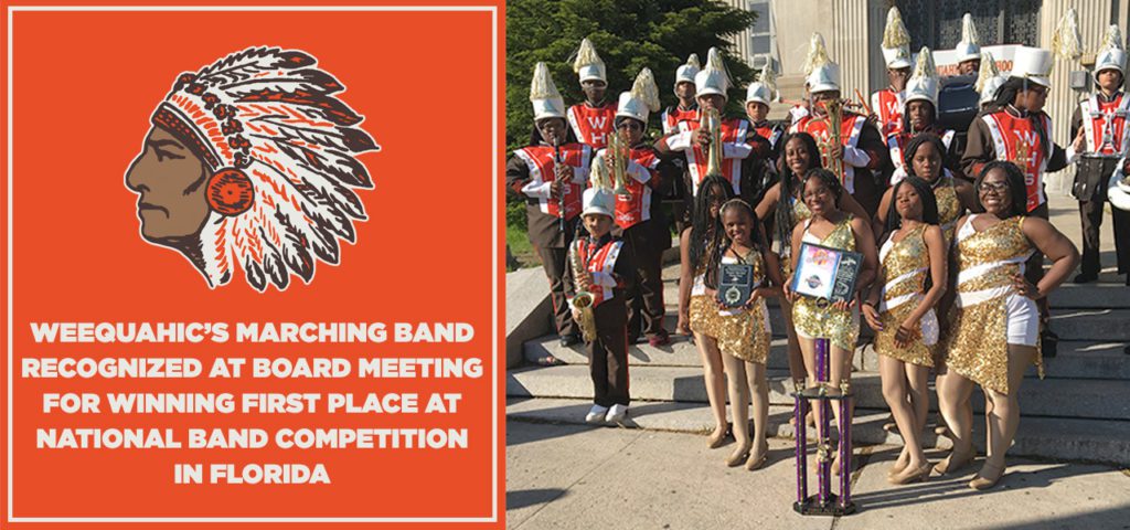 Weequahic’s Marching Band Recognized at Board Meeting for Winning First Place at National Band Competition in Florida