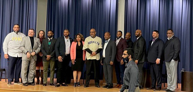 Kean University President Dr. Repollet, Principal Kafele and workshop presenters take a photo op before the panel discussion