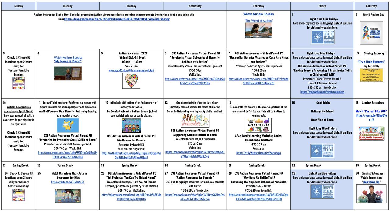 Autism Awareness 2022 - Newark Board of Education Autism Awareness 2022 - Newark Board of Education