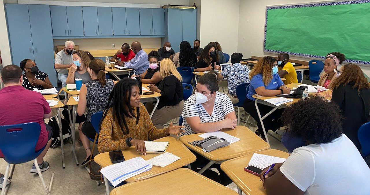 New teachers engaging in English Language Arts curriculum training at Park Elementary School.