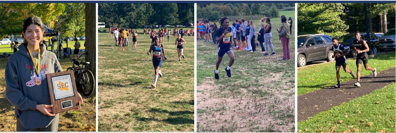 Members of the cross country teams from Eagle, University, Central and East Side are viewed in action during a competition