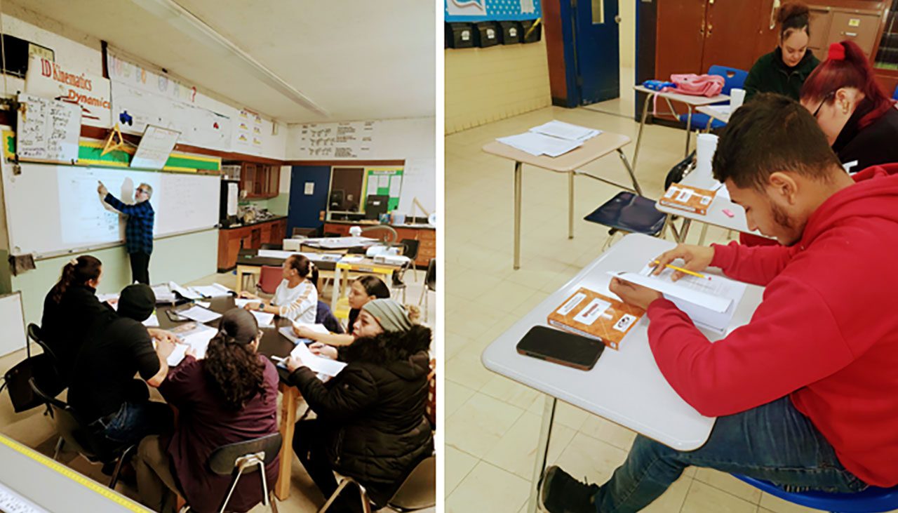 Adult students at Barringer High School learn the basics of communicating effectively in more than one language 