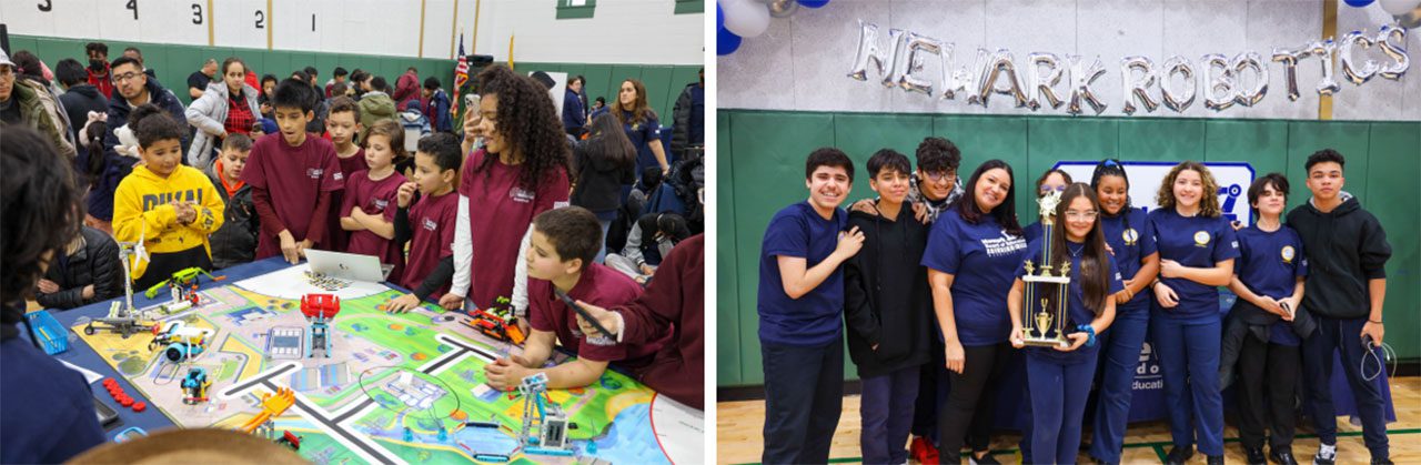 Students built and programmed robots to complete tasks with LEGO blocks; Lafayette Street School earned the overall event championship