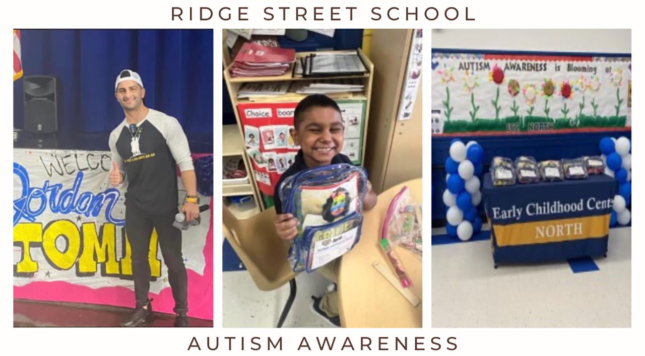 Left: Mr. Jordan Toma (author of “I’m Just A Kid With An IEP”); Center: ECC North Student; Right: Autism Awareness Display at ECC North