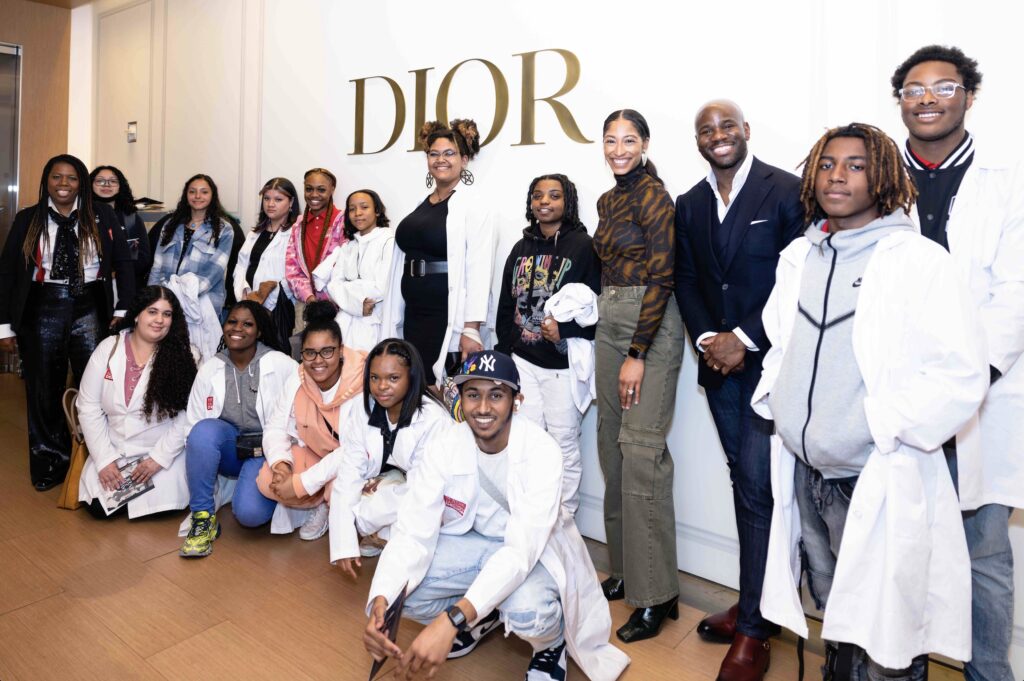 Newark School of Fashion and Design students, Principal Pitts, and The Look Good Feel Good Program founders at LVMH Headquarters in NYC
