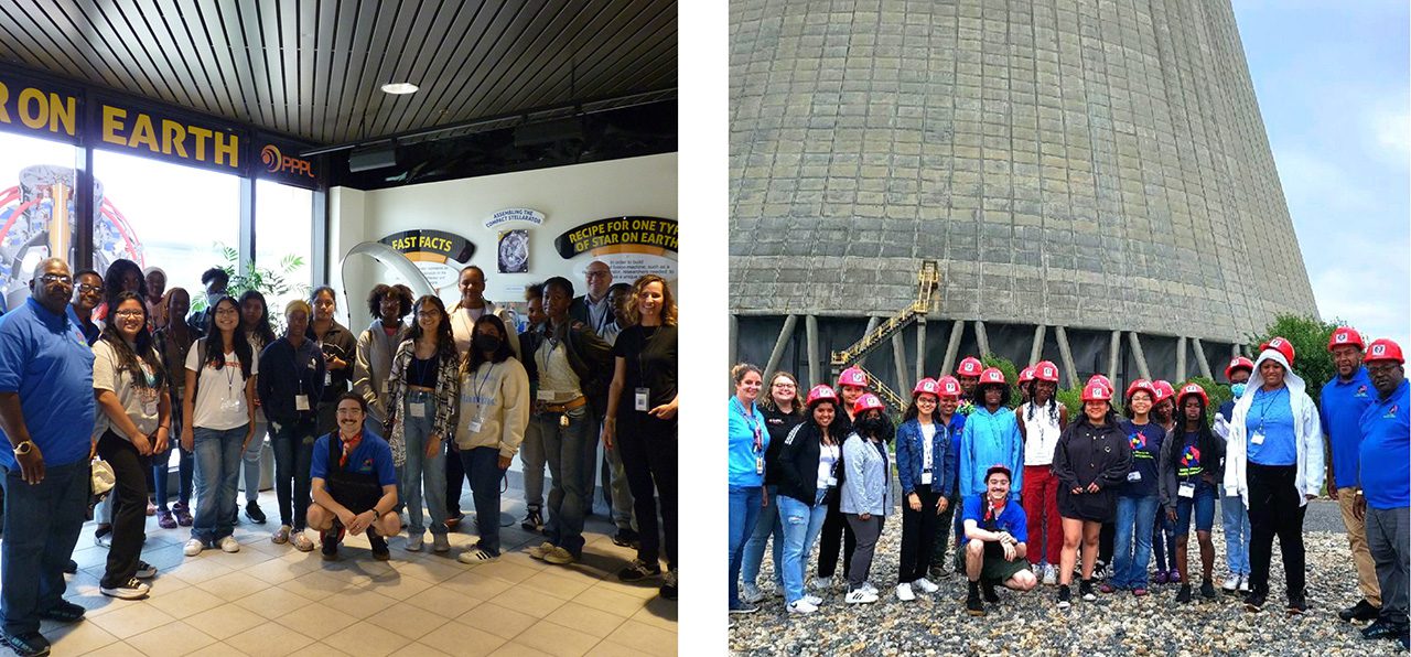 Left Photo: Students visit Princeton University Plasma Lab<br>Right Photo: Students visit PSE&G Nuclear Plant in Salem, NJ 