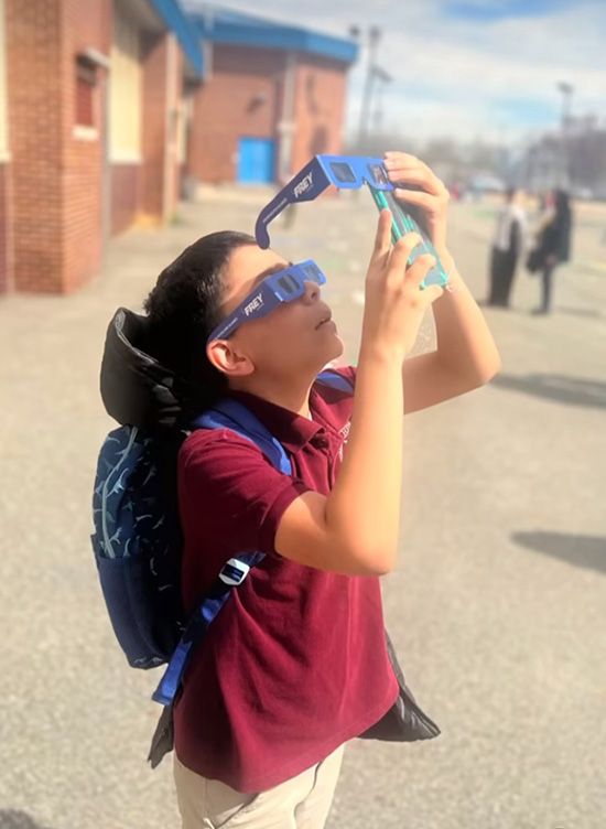 Students from across the District captivated by the sight of the 2024 Solar Eclipse