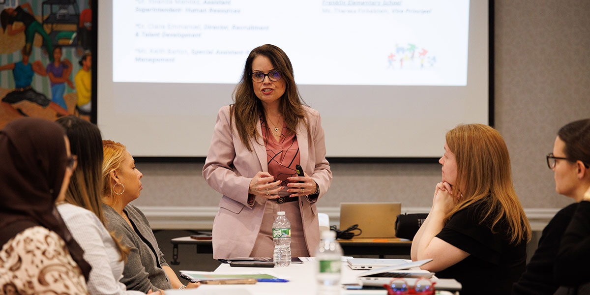 Dr. Yolanda Mendez, Assistant Superintendent of Human Resources, welcomes the district’s first cohort of 10 teachers selected to pursue National Board Certification.