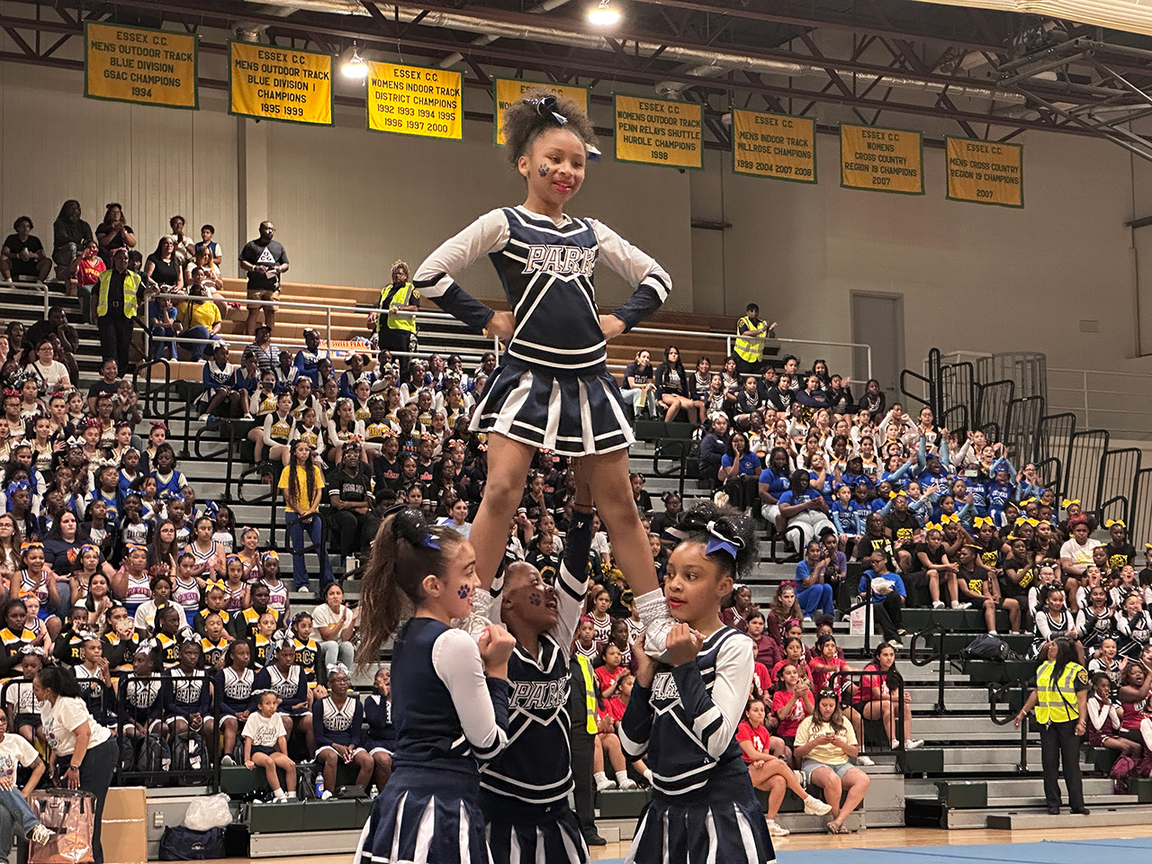 Park Elementary School cheerleaders reaching new heights.