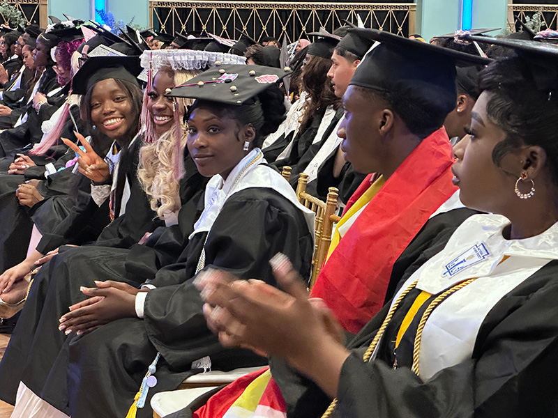 Happy graduates at the Bard High School Early College commencement. 