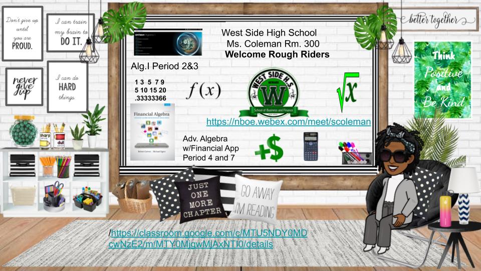 Ms. Coleman Alg.I Bitmoji Class