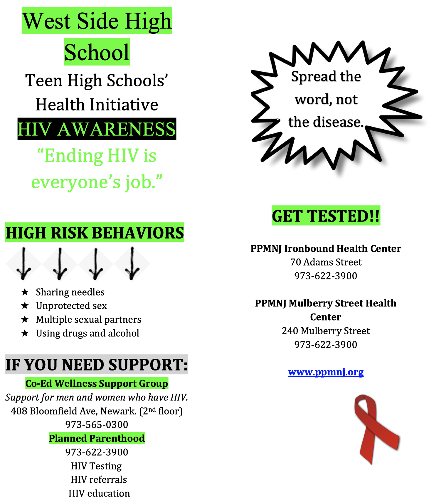 West Side High School - HIV Awareness